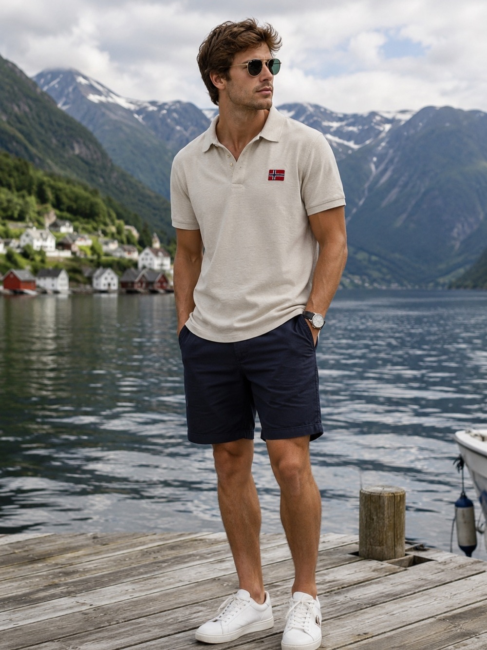 NAPAPIJRI Geographic Norway Flag Polo Shirt Men’s L